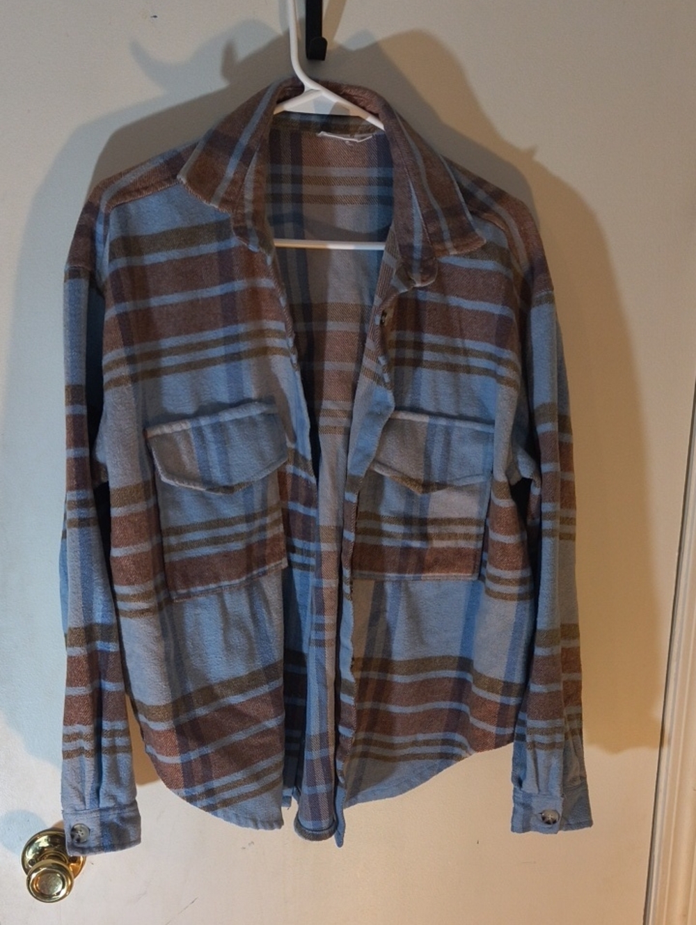 Ford Plaid Shirt Jacket in Blue and Brown
